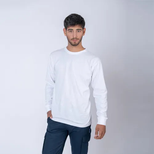 Camiseta Algodón Manga larga con puño Blanca