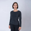 Camiseta Dama ML Cuello U Negra