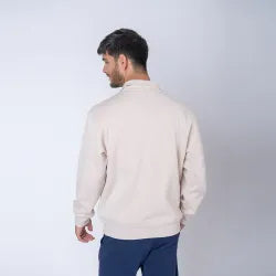 Buzo Felpa Medio Cierre Metal Beige